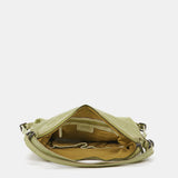 Women's backpack bag in green die-cut leather