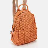 Women's backpack in orange braided leather