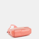 Bandolera de mujer en piel troquelada coral