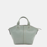 Small women's shopper bag in green leather
