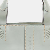 Small women's shopper bag in green leather