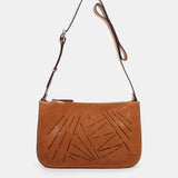 Women's crossbody bag in cognac perforated leather