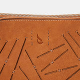 Women's crossbody bag in cognac perforated leather