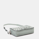 Mini borsa a tracolla da donna in pelle fustellata verde