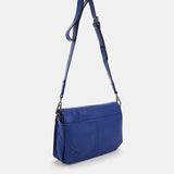 Women's blue leather shoulder bag