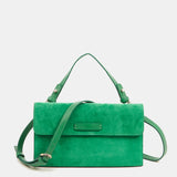 Mini-Suede-Umhängetasche in Grün.