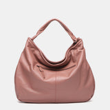 Pink leather hobo bag