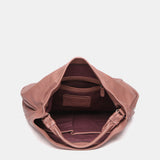Pink leather hobo bag