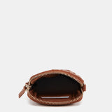 Braided leather mobile phone bag in cognac