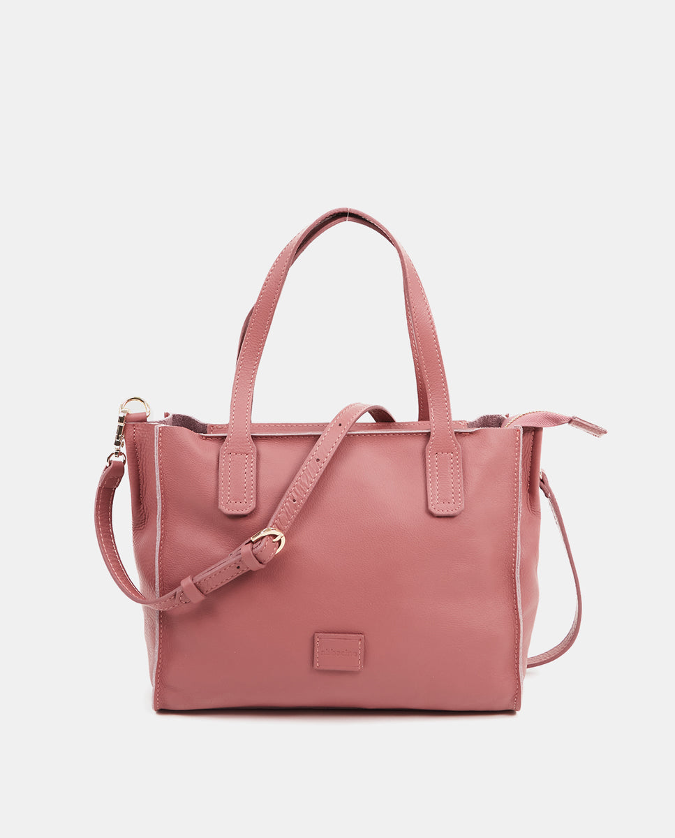 Bolso shopper pequeño en piel rosa en Abbacino