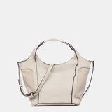 Bolso shopper pequeño de piel en beige