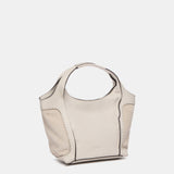 Bolso shopper pequeño de piel en beige