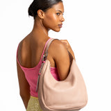 Pink leather shoulder bag