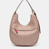 Pink leather shoulder bag