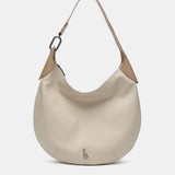 Shoulder bag in beige leather