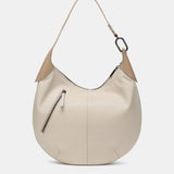 Shoulder bag in beige leather