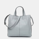 Shopper-Tasche aus grauem Leder.