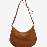 Shoulder bag in cognac suede