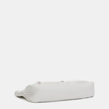 Shopper bag with stitched details in white leather