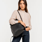 Black leather backpack