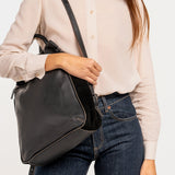 Black leather backpack