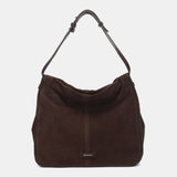 Brown suede shoulder bag