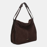 Brown suede shoulder bag