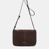 Brown suede shoulder bag