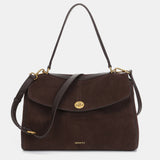 Brown suede shoulder bag