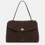 Brown suede shoulder bag