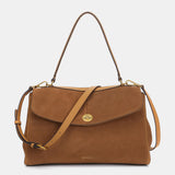 Shoulder bag in cognac suede
