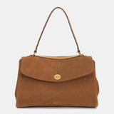 Shoulder bag in cognac suede