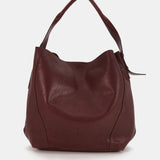 Bolso de hombro en piel burdeos
