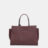 Bolso de mano en piel burdeos