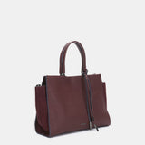 Bolso de mano en piel burdeos