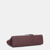 Bolso de mano en piel burdeos