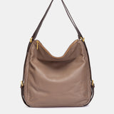Multifunctional bag in taupe leather