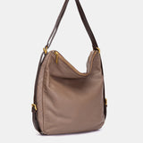 Multifunctional bag in taupe leather
