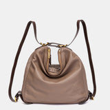 Multifunctional bag in taupe leather