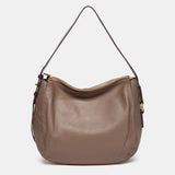 Bolso hombro en piel taupe