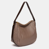 Bolso hombro en piel taupe