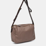 Bandolera en piel taupe