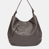 Bolso de hombro en piel y serraje gris