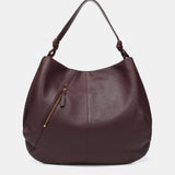 Bolso de hombro en piel y serraje burdeos