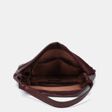 Bolso de hombro en piel y serraje burdeos