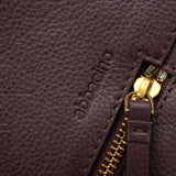 Bolso de hombro en piel y serraje burdeos