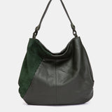 Bolso de hombro en piel y serraje verde