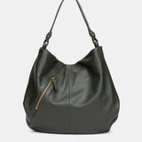 Bolso de hombro en piel y serraje verde