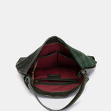 Bolso de hombro en piel y serraje verde