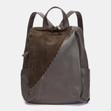 Mochila en piel y serraje gris